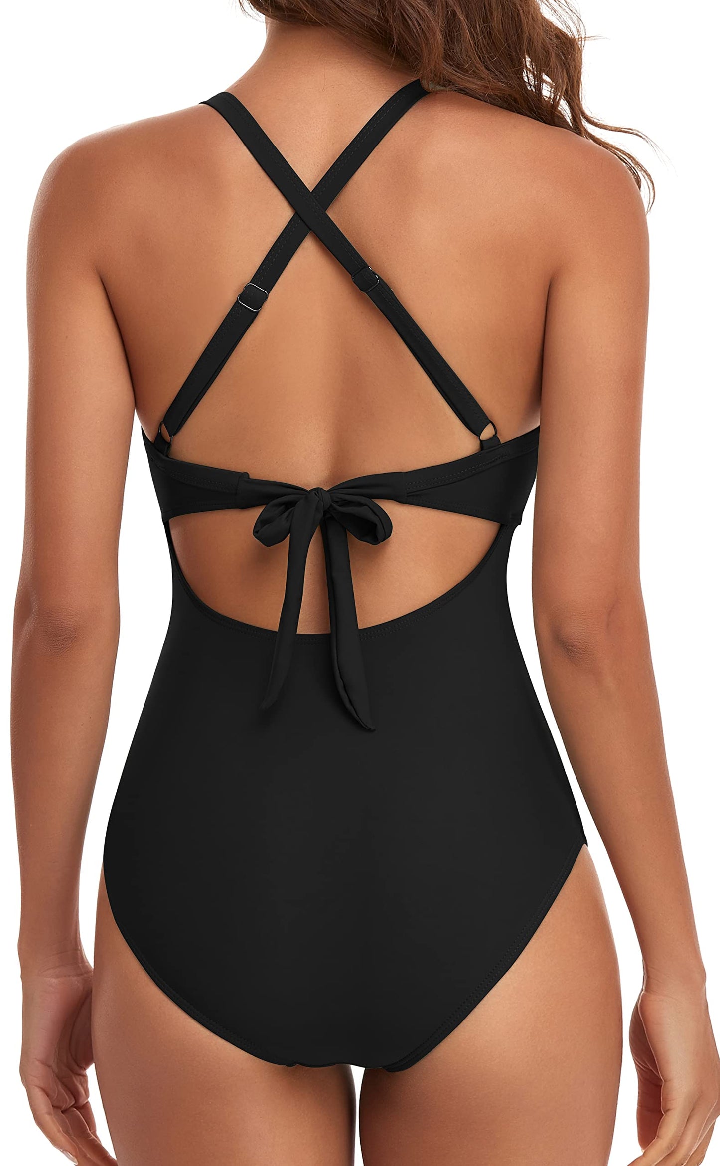 Eomenie Women's Tummy Control One Piece Swimsuit Cutout Bathing Suit S