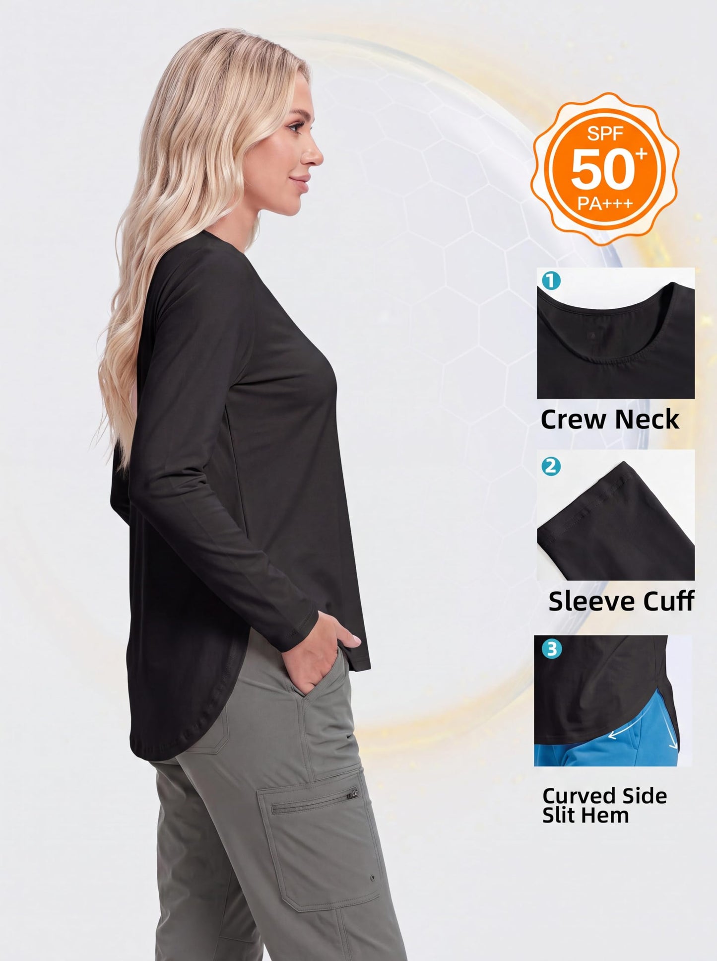 Women's UPF 50+ UV Sun Shirts, Loose Fit Long Sleeve Hiking Top|Quick Dry Midweight Casual Outdoor Clothing