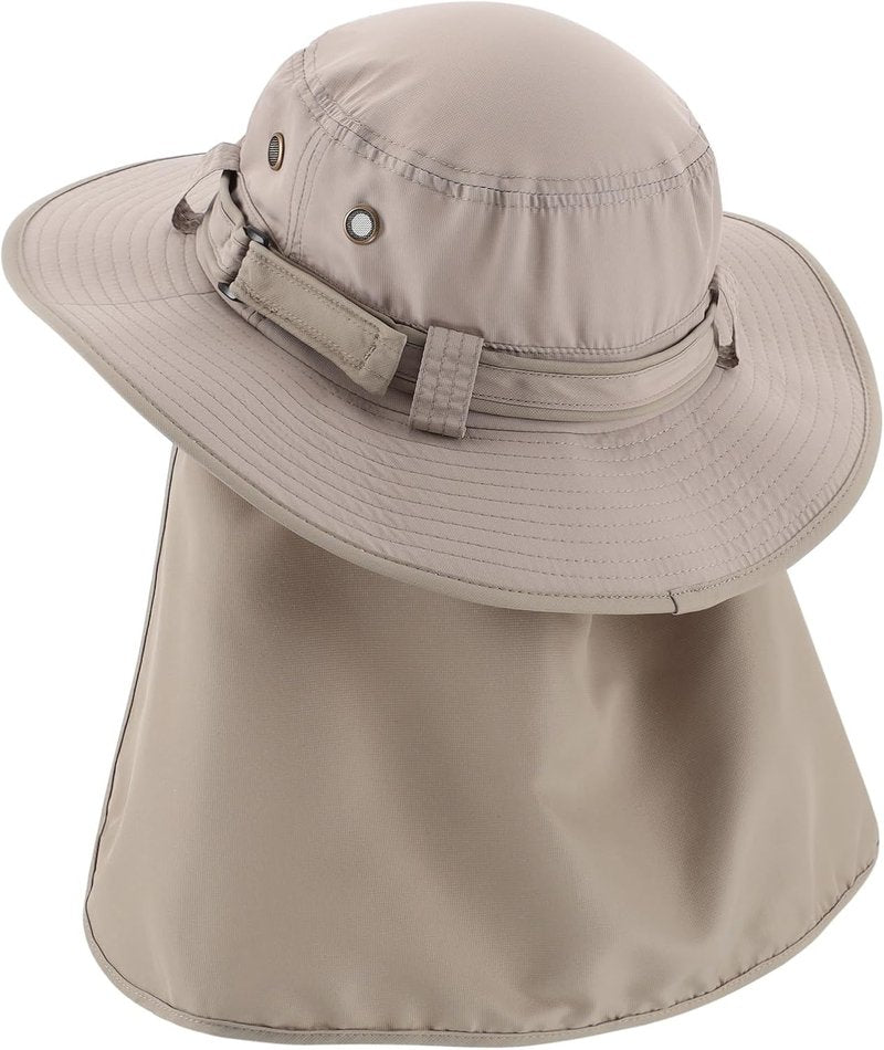 Men's UPF 50 Sun Hat with Neck Flap | Quick-Dry UV Protection Fishing Cap for Women - Wide Brim Beach & Garden