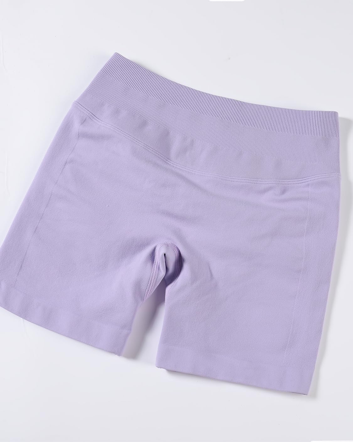AUROLA Influence Collection Workout Shorts for Women,No Roll Up Squat Proof New Scrunch Seamless Compression Gym Short, Lavender, L