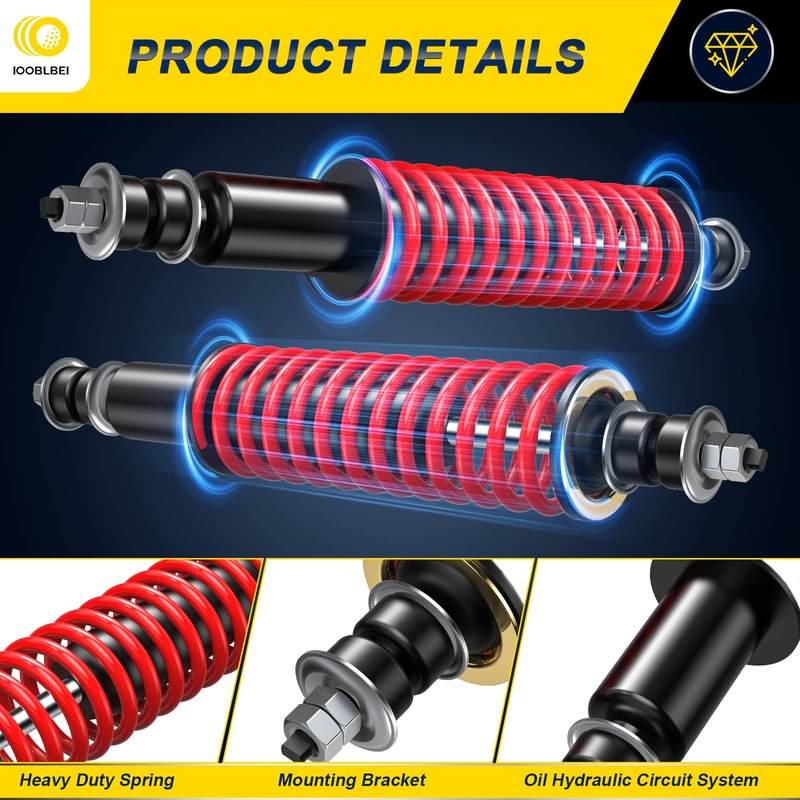 IOOBLBEI EZGO Golf Cart Heavy Duty Coil Spring Shock Absorber for TXT/Medalist 1994-UP, EZGO TXT Front and Rear Shock Absorber, Replaces OEM# 70928-G01, 76418-G01, 70630-G01 (Red)