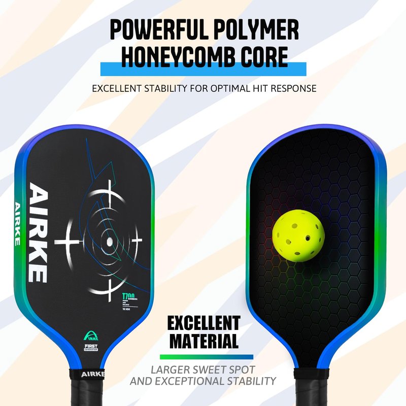 Pickleball Paddles - T700 Carbon Fiber Paddle with Honeycomb Core Pickleball Rackets - Lightweight Precision & Enhanced Shock Absorption for High Spin