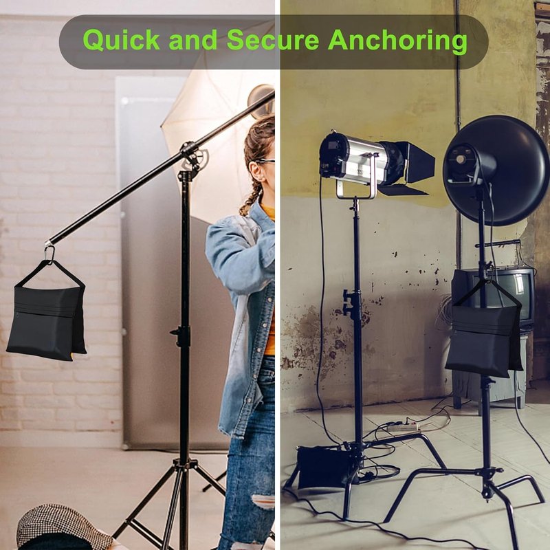 Photography Sand Weight Bags - Heavy Duty Saddlebags for Backdrop Stands & Tripods | 4-Pack