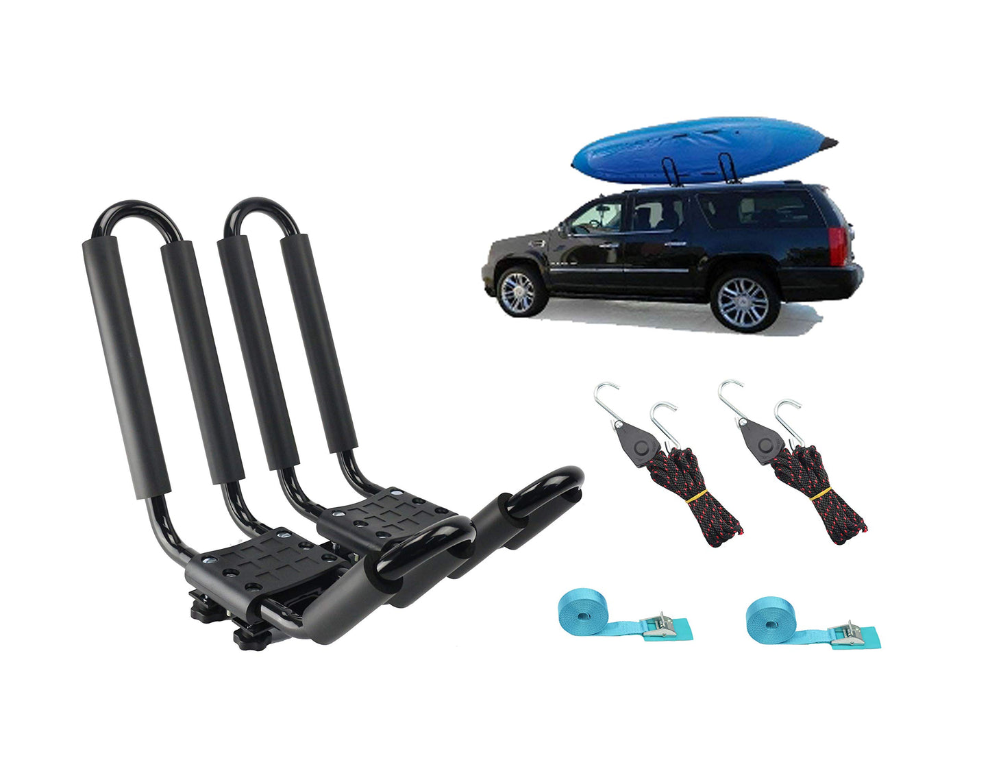 A01 Kayak Roof Rack for SUV Car Top Roof Mount Carrier J Cross Bar Canoe Boat (1 Pairs)