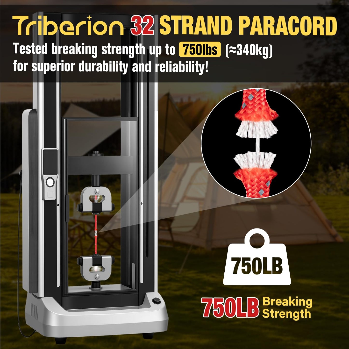 TRIBERION Reflective Paracord Rope 750 lb - 200ft 5/32" Parachute Cord 4MM 12-Strand para Cord - Heavy Duty Spool String for Survival,Camping Gear, Survival Bracelet, Clothesline - Red