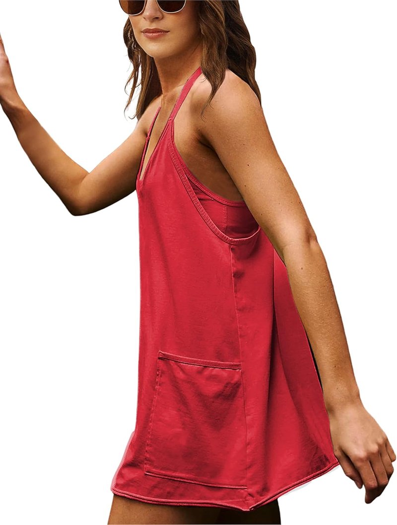 Summer Dress for Women - Mini Athletic Romper with Built-In Shorts & Spaghetti Straps | 2026 Trendy Style