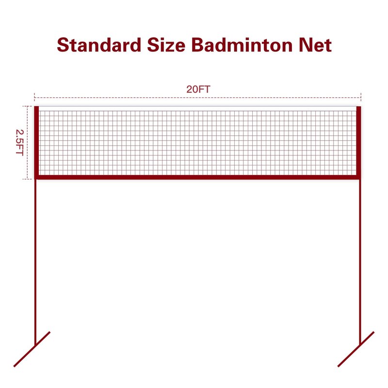 Sanung Portable Badminton Net, Standard Size Indoor Outdoor Polyester Badminton Net Replacement for Backyard Beach Garden, All Weather-Proof and Wear-Resistant, 20FT x 2.5FT