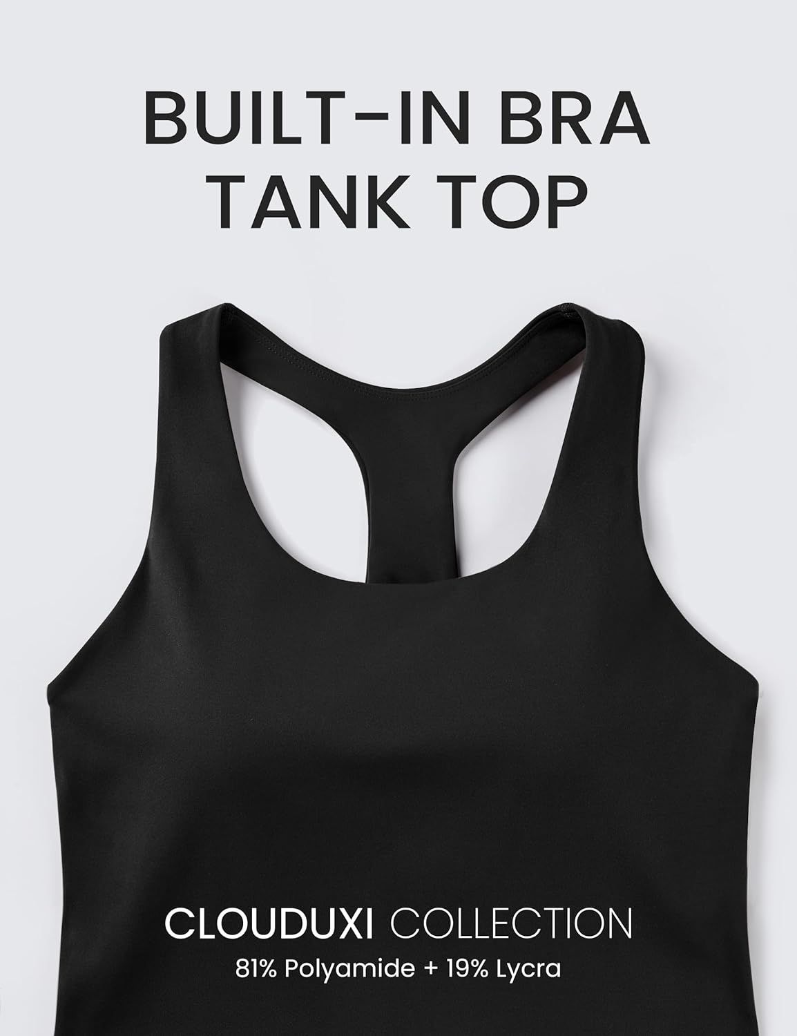 Clouduxi Workout Tank Tops for Women - Racerback Yoga Shirts with Built-In Bra | Athletic Sleeveless Camisole