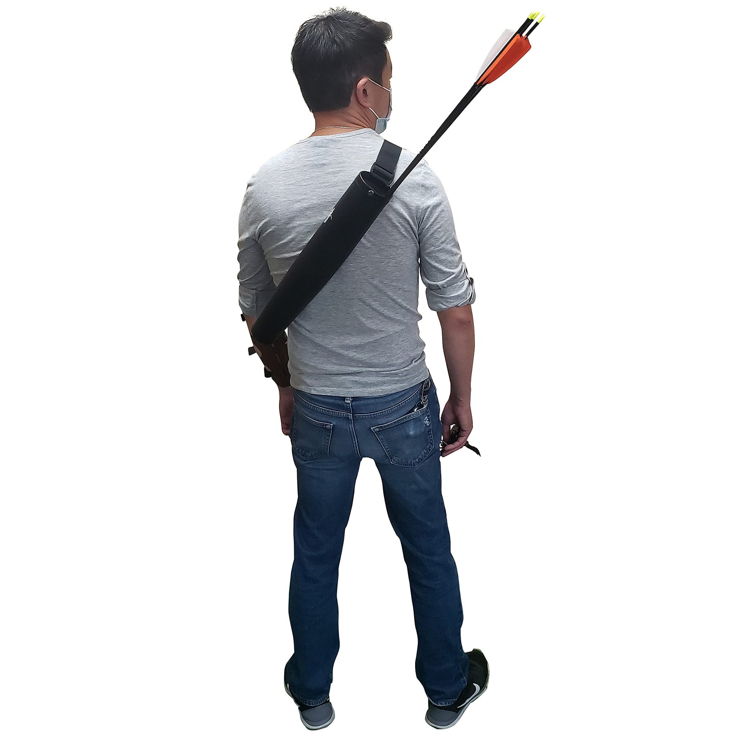 SAS Southland Archery Supply Leather Tube 17" Hip Quiver Arrow Holder with Belt Clip (Hip/Back Quiver 2-in-1)
