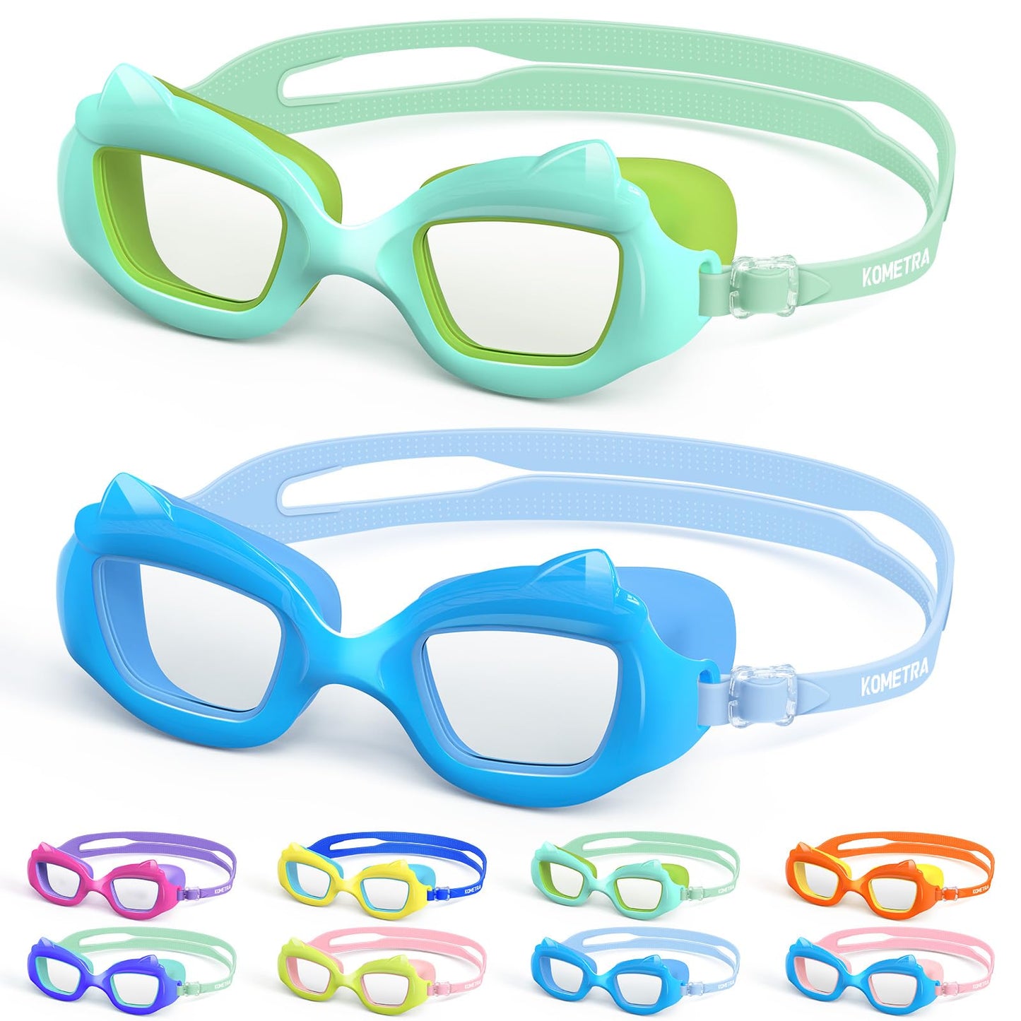 KOMETRA Toddler Swim Goggles 2 Pack, Swimming Goggles for Toddler Boys Girls 3-7, Anti-Fog Anti-UV Leakproof Pool Goggles