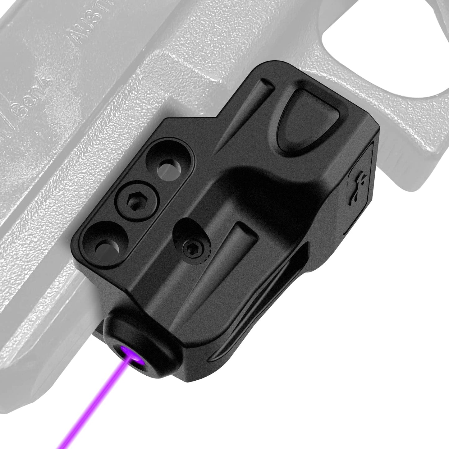 Gmconn Purple Laser Sight for Pistol with a Rail, Low Profile Purple Beams for Full Size or Compact Guns, Rechargeable, (Beam Output <5mW, Class IIIA)