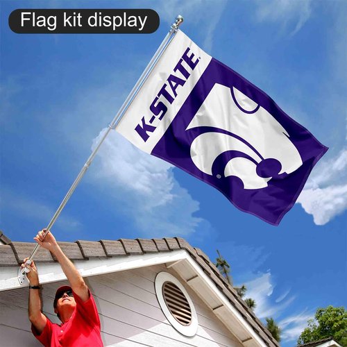 College Flags & Banners Co. Kansas State University 3x5 Flag and Pole Bracket Mount Bundle
