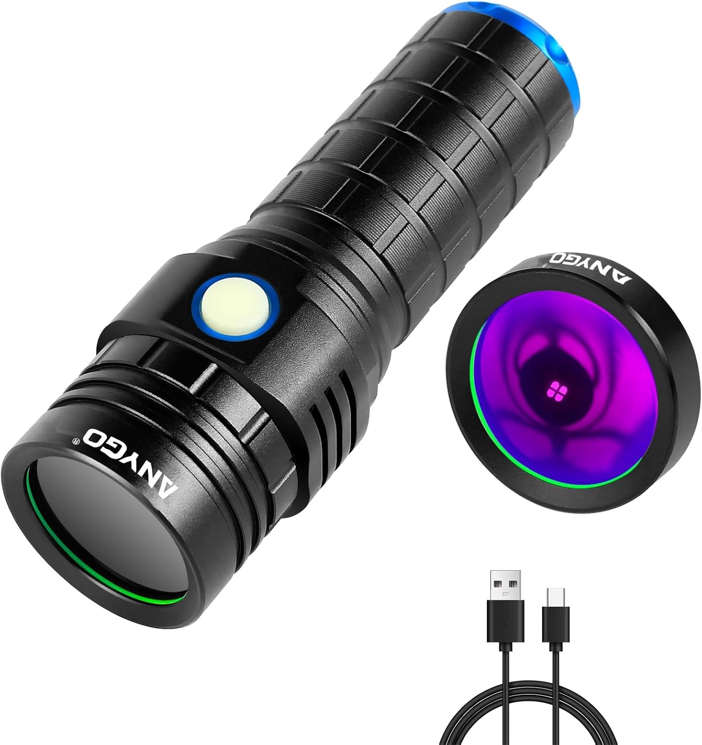 High-Power 365nm Black Light Flashlight - Rechargeable UV Light for Pet Urine Detection | Bed Bug & Jade Exploration