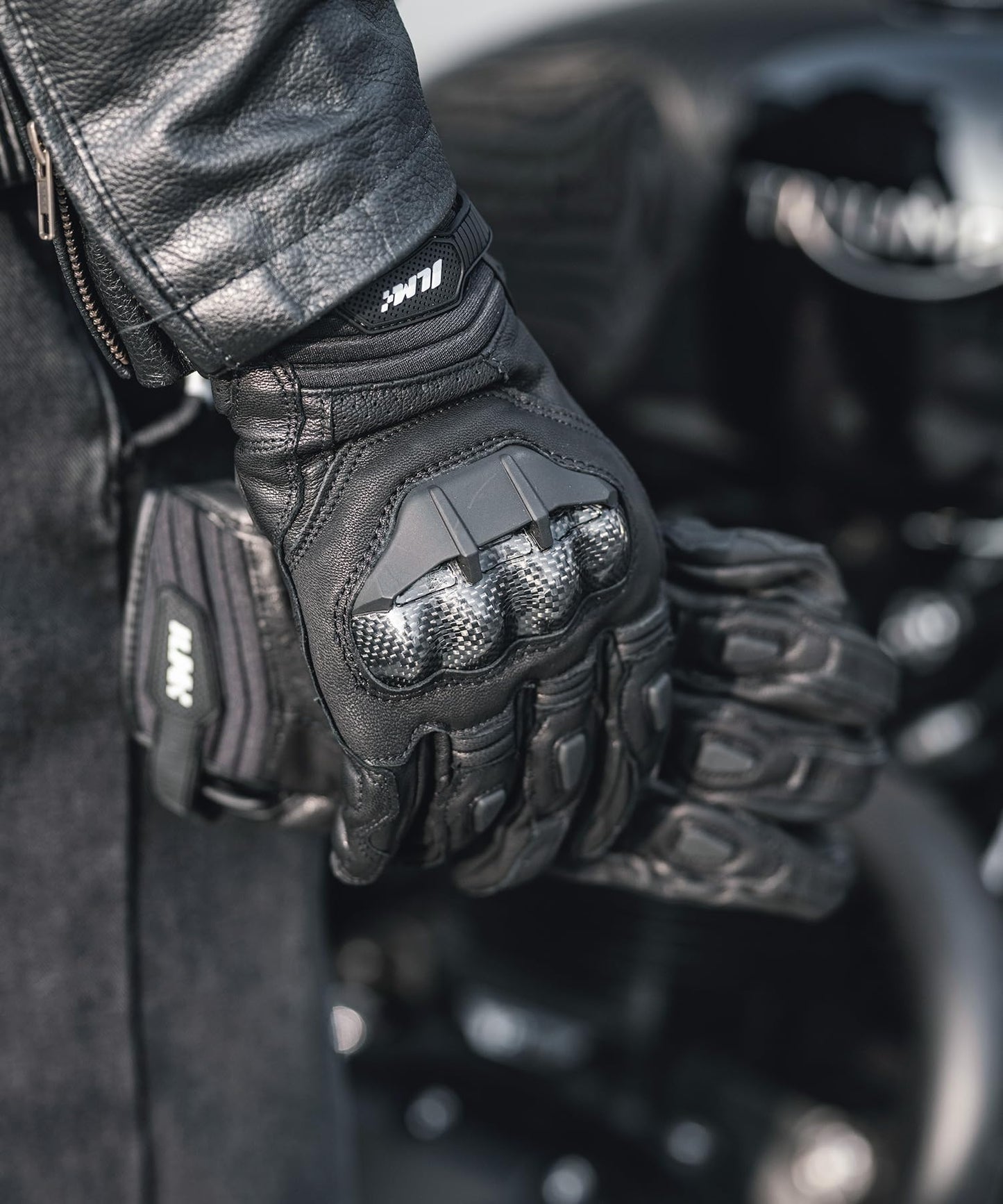 ILM Air Flow Leather Motorcycle Gloves Touchscreen for Men and Women Model-GRC01 (L, Black)