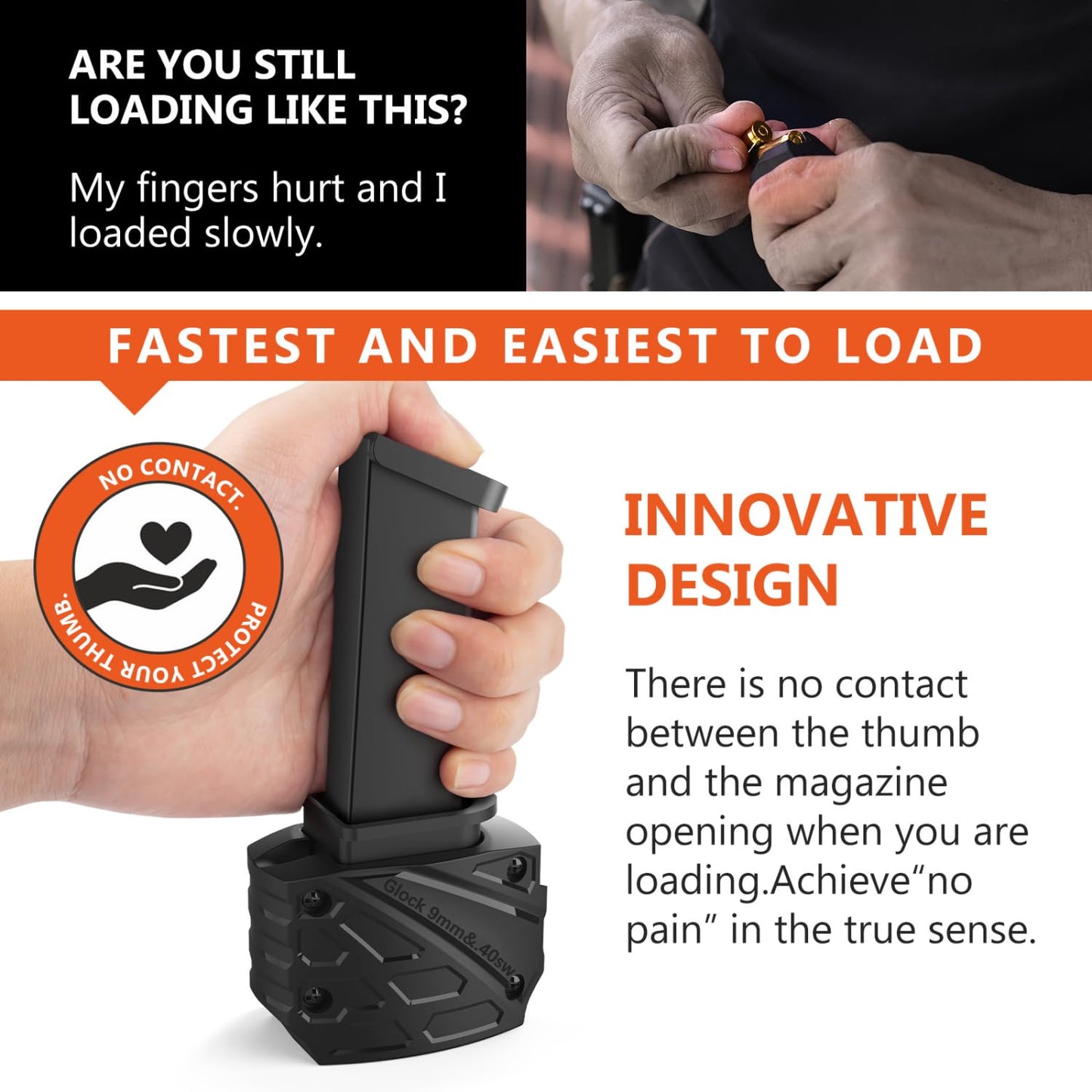 Ludex Magazine Speed Loader for Glock 9mm/.40.Fits Glock 17,18,19,22,23,24,26,27,34,35,45 and 47-Black