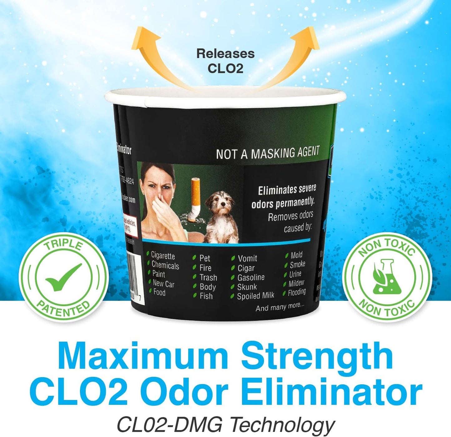 Auto Shocker Car Odor Eliminator - Eco-Friendly Chlorine Dioxide Odor Bomb for Vehicles Up to 250 Cubic Feet