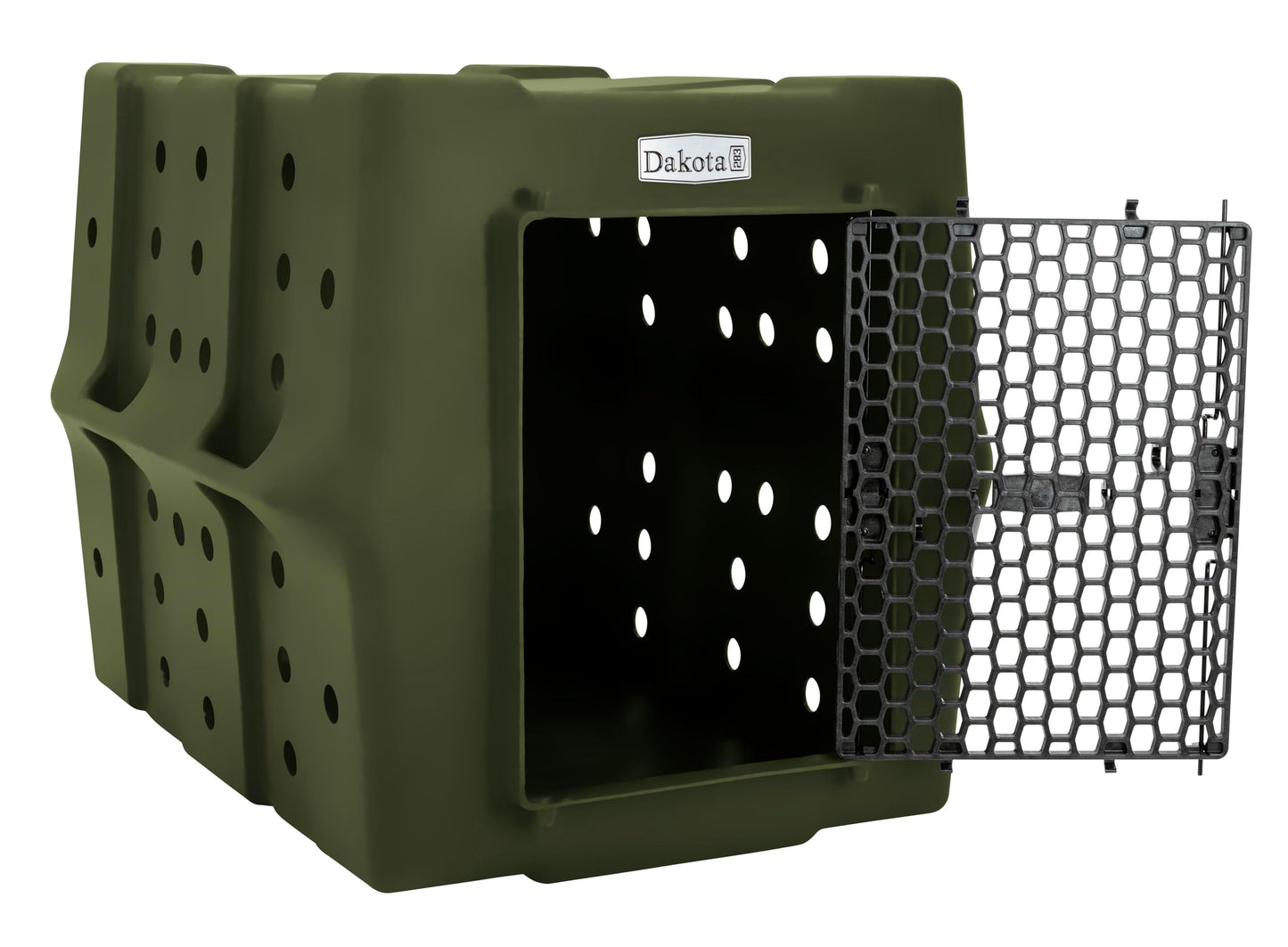 Dakota 283 Canine Rough and Tough Economy Dog Crate w/Removable Two-Way Door - Heavy Duty Outdoor Kennel for Large Breed Dogs (Olive, Large)