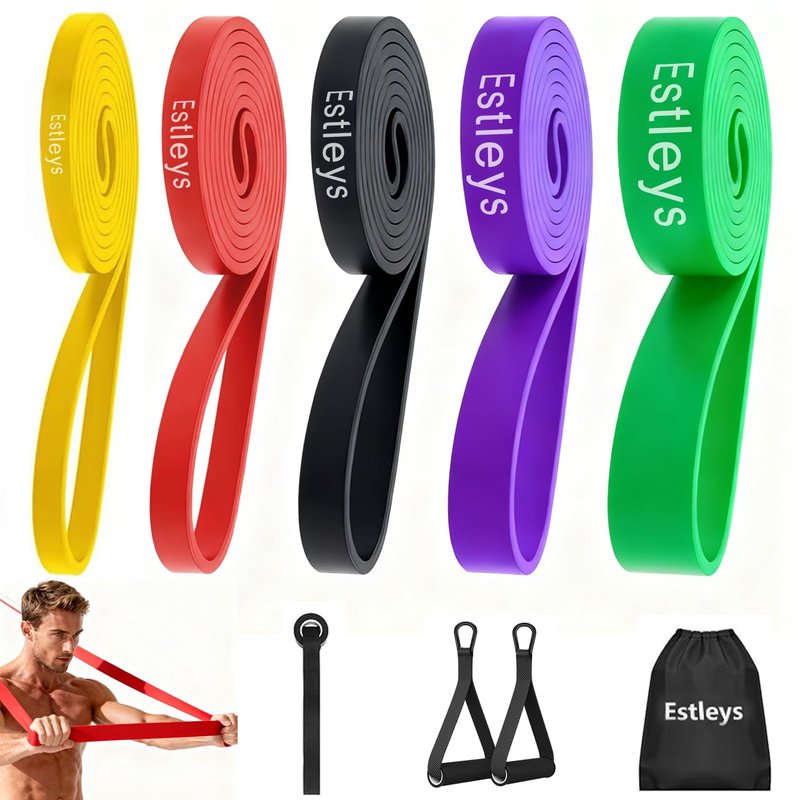 Estleys Resistance Bands, 5 Pack Pull-up Bands, Fabric Resistance Bands for Legs, Workout Bands, Exercise Bands Set for Fitness, Working Out, Body Stretching, Physical Therapy