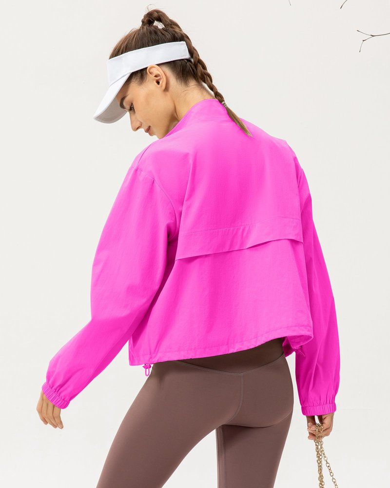 Gacaky Women's Lightweight Athletic Jacket Sun Protection Full Zip Long Sleeve Shirts Workout Track Jackets with Pocket Hiking Outdoor Rose S