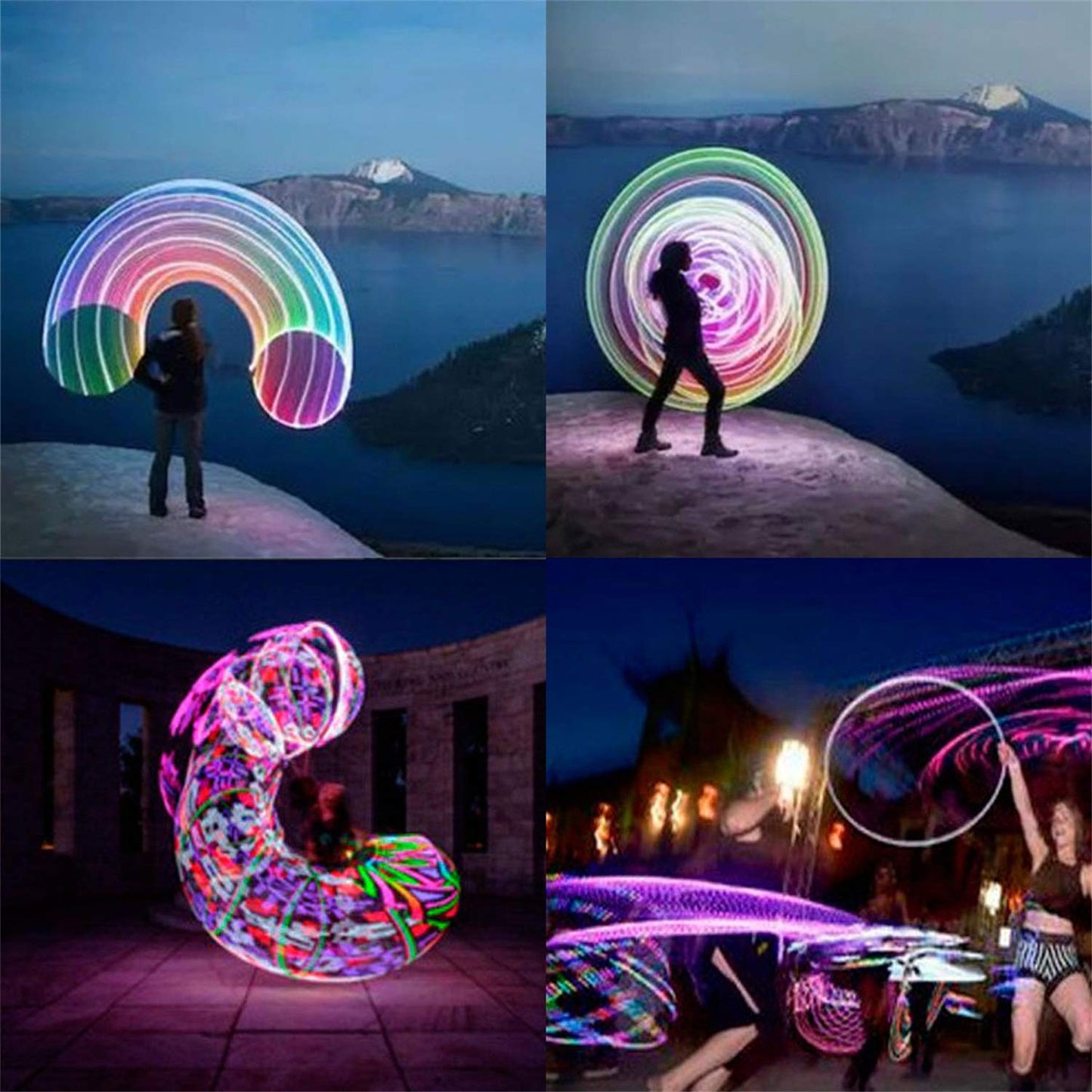 24in LED Fitness Hoop, Light Up Hoop for Kids, 10 Color Auto Strobing and Changing, 60cm Hoop Fitness Equipment Weight Loss Collapsible(2 AA Batteries are Needed. Not Included)