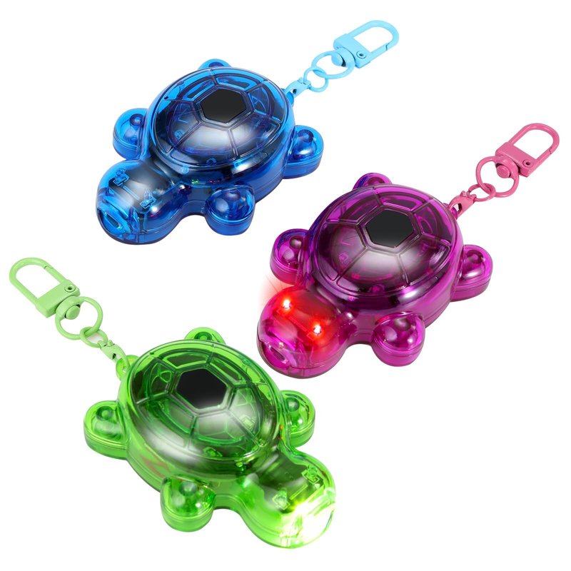 3PCS Set Turtle Keychain Flashlights, 7 Modes LED & SOS Emergency Rechargeable Mini Flashlight Key Ring Handbag Bag Purse Keychains Set Nurse Animal Keychain Lights, Outdoor Adventures (Small)