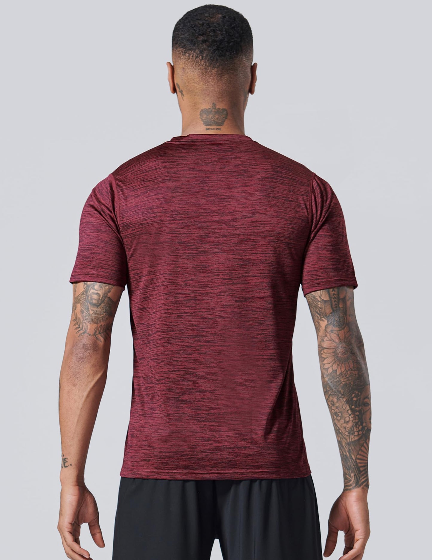 5 Pack Men’s Active Quick Dry Crew Neck T Shirts | Athletic Running Gym Workout Short Sleeve Tee Tops Bulk (Set 1, Large)