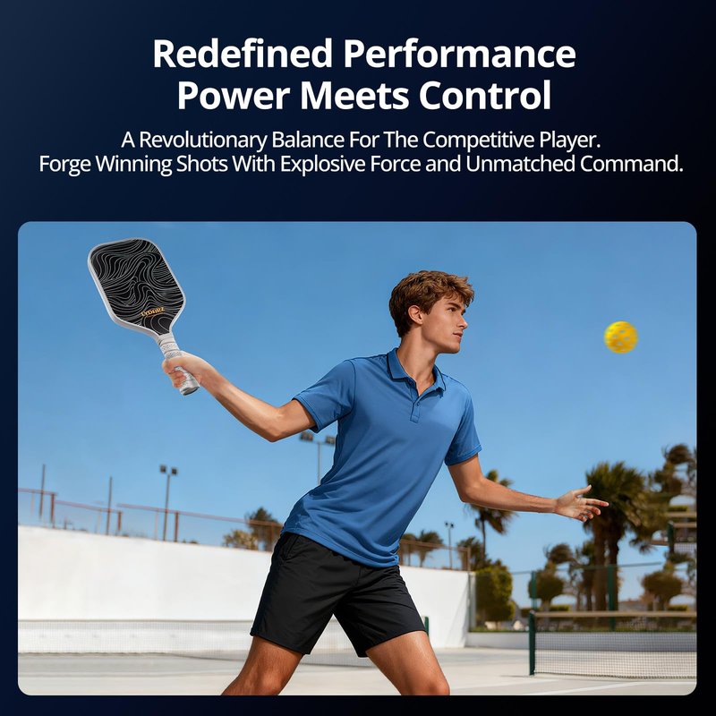 LYDARZ Pickleball Paddles T700 Raw Carbon Fiber Pickleball Paddle with 16mm Power Polymer Core Power and Spin Surface Lightweight Pickle Ball Paddle Designed for Ultimate Spin & Consistency(Wave)