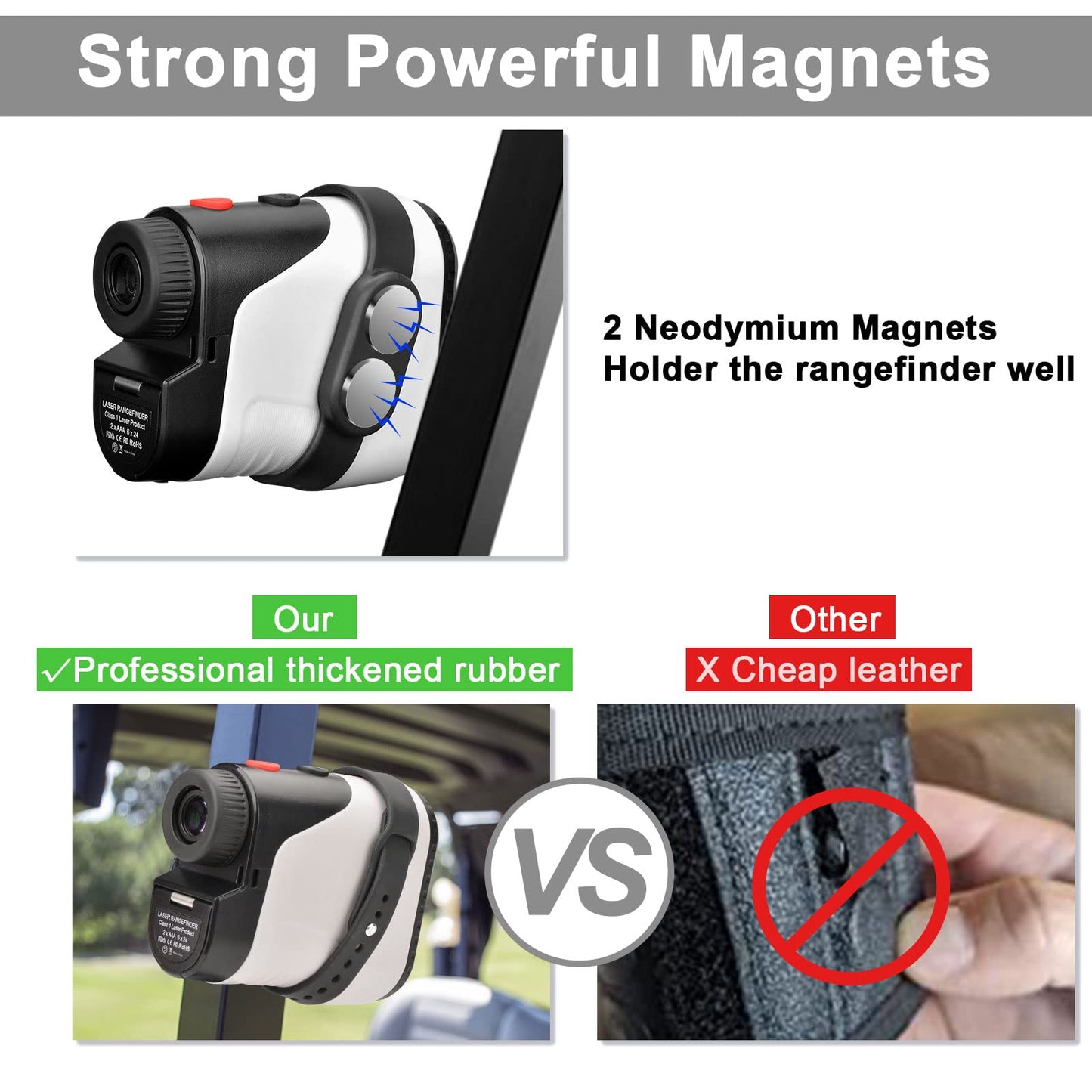 iGuerburn Golf Range Finder Magnetic Strap, Rangefinder Holder Mount Strong Magnet Secure Attract to Golf Cart, Adjustable Silicone Wrap Fits for All Rangefinders