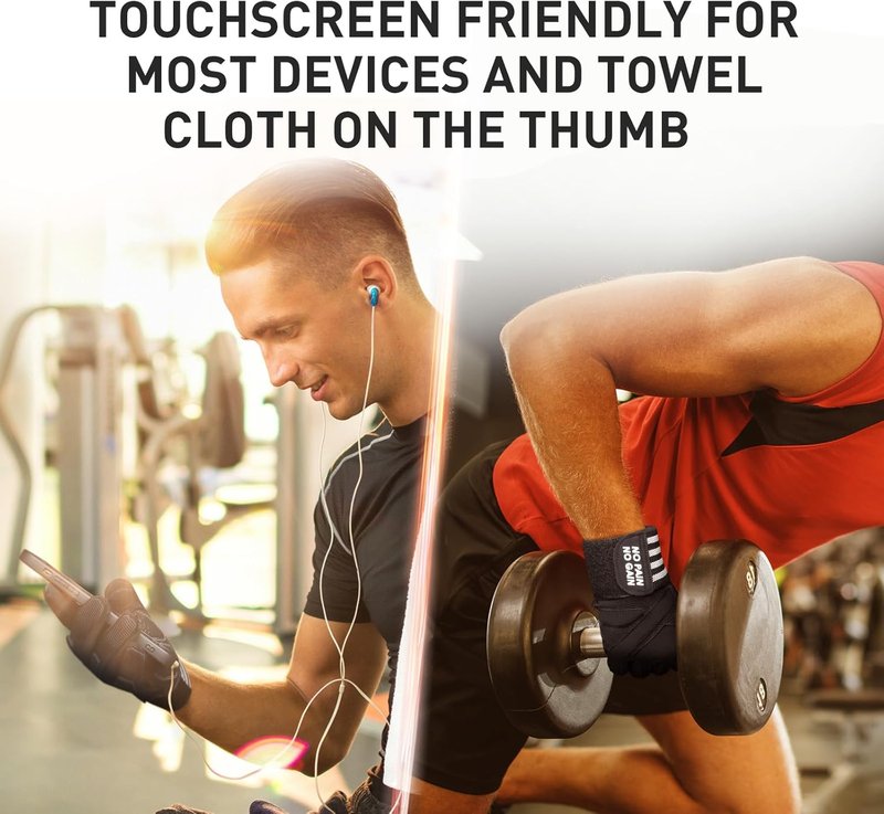 Weightlifting Workout Gloves - Full & Half Finger with Wrist Strap Support | Padded Grip for Men