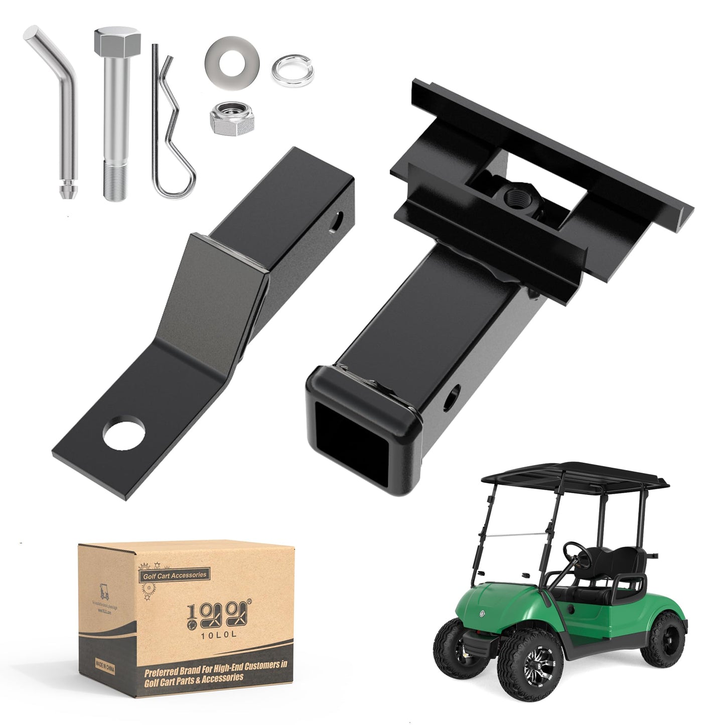 10L0L Deluxe Golf Cart Trailer Hitch and Receiver Kit, Bumper Hitch Compatible with/Replacement for Yamaha Drive 2 (2017-Up) Golf Carts