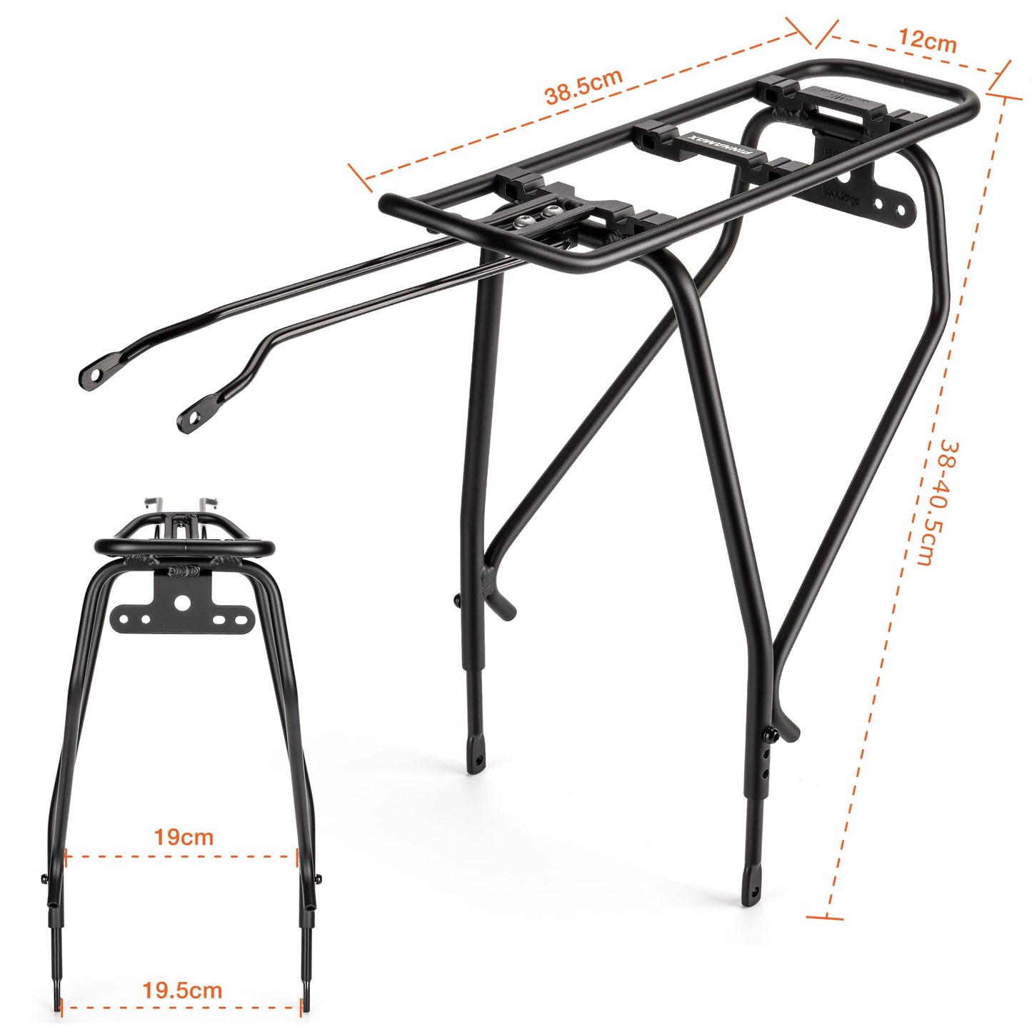 Bike Rear Rack - Bicycle Pannier Rack Compatible with MIK System, Bike Cargo Rack for Disc Brake/Non-Disc Brake Mount - Height Adjustable for 26"-29" Frames
