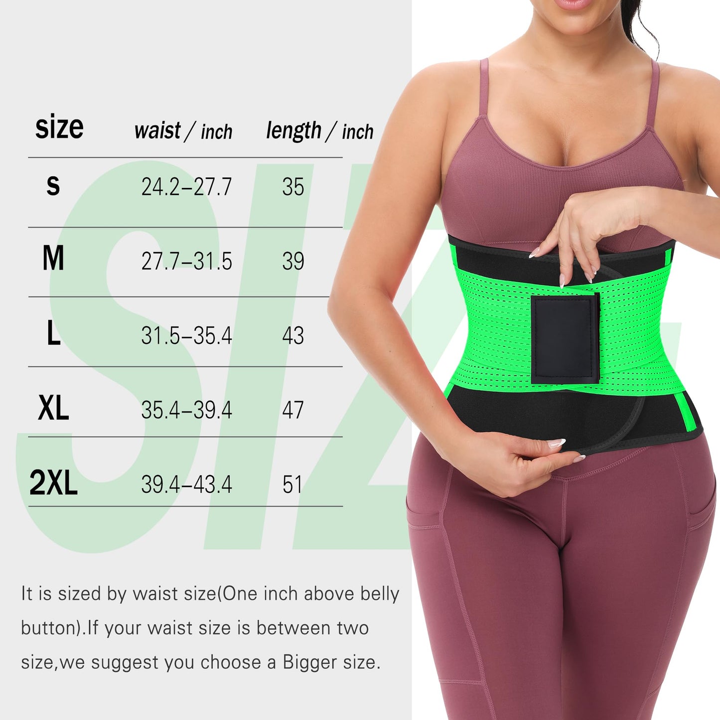 VENUZOR Waist Trainer Belt for Women - Waist Cincher Trimmer - Slimming Body Shaper Belt - Sport Girdle Belt (UP Graded)(Green,XX-Large)