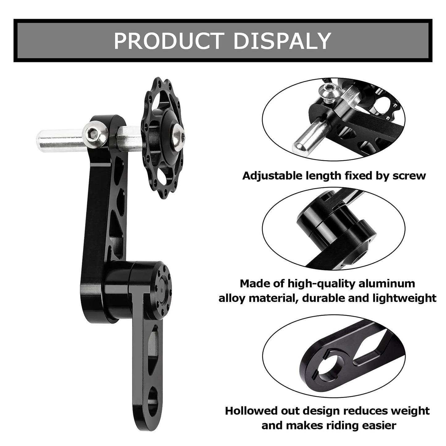PSLER Bike Single Speed Chain Tensioner, Aluminum Alloy Bicycle Chain Guide with Derailleur Hanger, Foldable Bike Chain Stabilizer Replacement for MTB Road Cycling Accessories Black