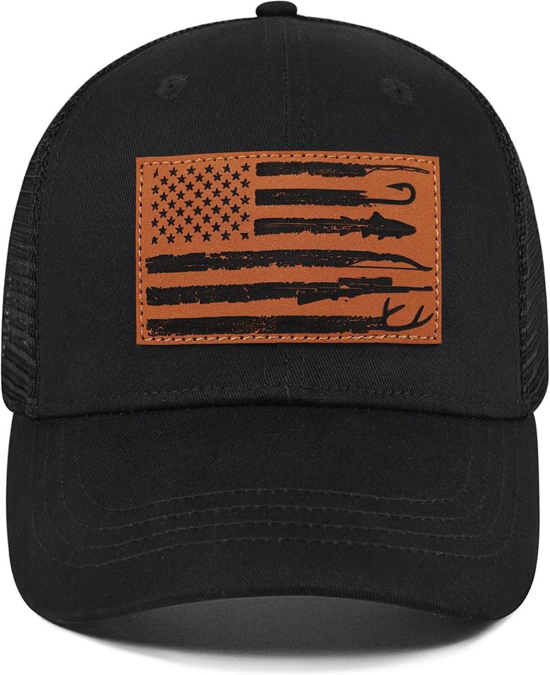 Hunting Fishing Trucker Hat for Men - American Flag Design | Perfect Gift for Dad, Husband, Grandpa