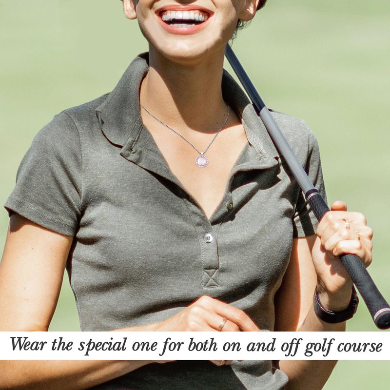 E TRUEE Golf Ball Marker with Ceramic crystal Ball Marker Necklace (20mm Small size) Gifts Accessories Women Golfers