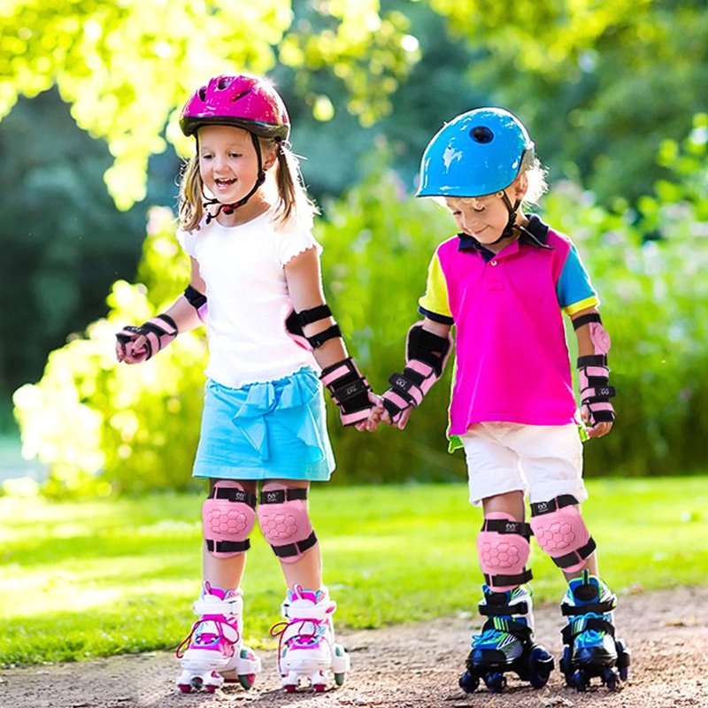 TXJ Sports Elbow and Knee Pads Kids with Wrist Guards Protective Gear for Skateboard Roller Skating Biking Skating Inline Skates Longboarding Derby Riding Scooter