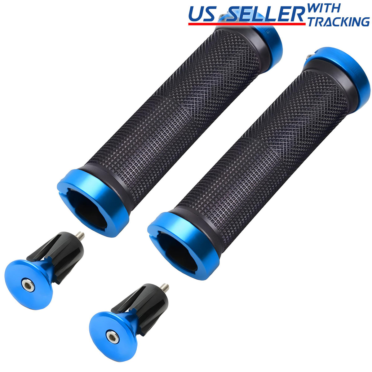 Ergonomic Bicycle Handlebar Grips with Aluminum Alloy End Plugs - Comfortable Non-Slip Fit