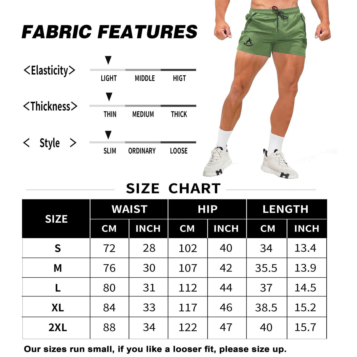 MAIKANONG Mens Workout Gym Shorts Quick Dry Running Shorts with Liner Training Athletic Shorts with Zipper Pockets Green