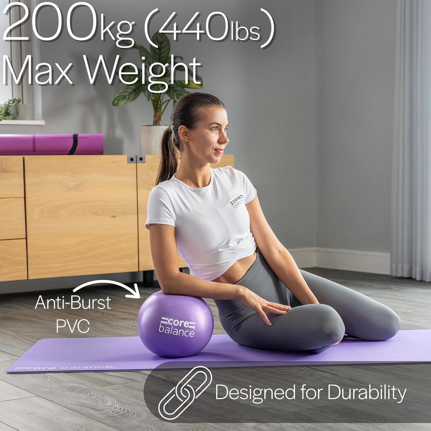 Core Balance 9 Inch Anti-Burst Pilates Ball | Mini Exercise Ball for Yoga, Barre, and Core Stability