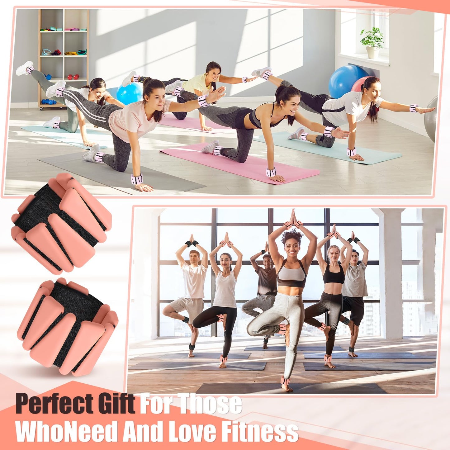 Vinsot Pilates 2Lbs Each(Set of 4) Wrist Ankle Weights for Women, Wearable Arm Leg, Adjustable Weighted Wristbands Arm Leg Weights Suitable for Walking Swimming Running Yoga Gym(Flesh Color)
