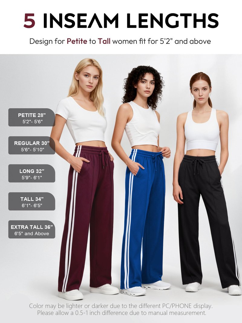 Tapata Women's 34" Inseam Tall Track Pants Loose Straight Leg Jogging Sweatpants Warm-Up Sports Athletic Running, Burgundy, XL