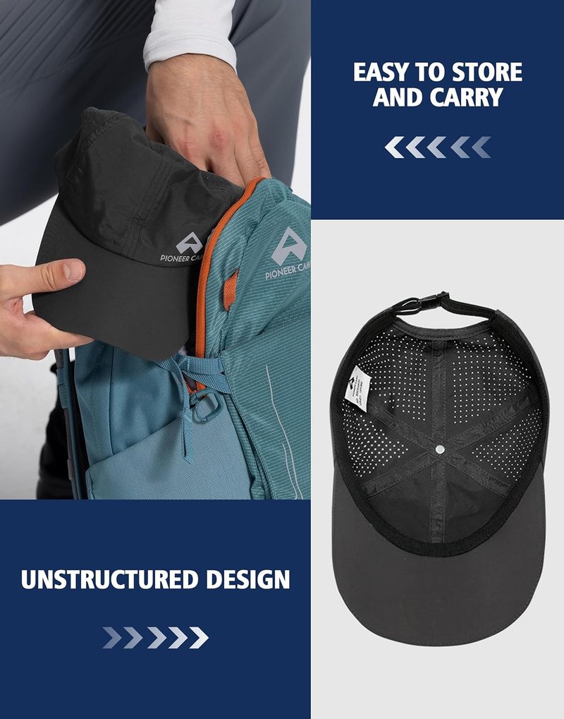 Performance Running Cap - Lightweight 100% Nylon Sport Hat with Laser-Cut Vents | Reflective Hiking Cap for Men & Women