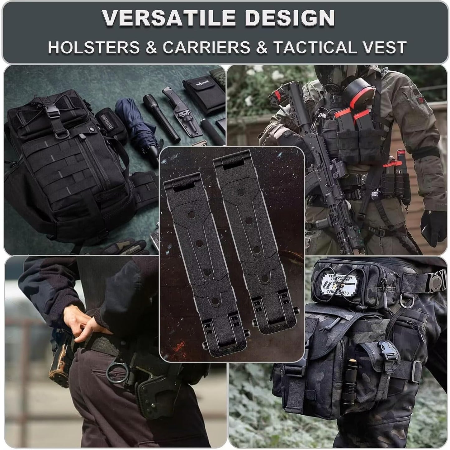 Molle Attachment Clips - Versatile Mounting Hardware for Vests, Backpacks & Holsters | Black