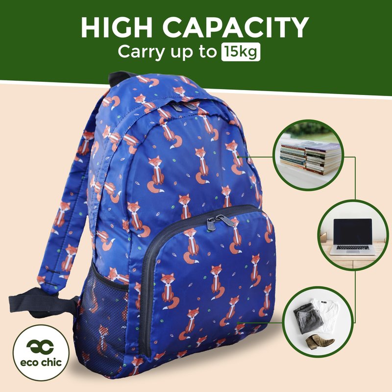 ECO CHIC Hiking Lightweight Packable Backpack - Foldable Daypack for Travel & Hiking & Outdoor Adventures - Waterproof Backpack from Recycled Materials (Ditsy Black)
