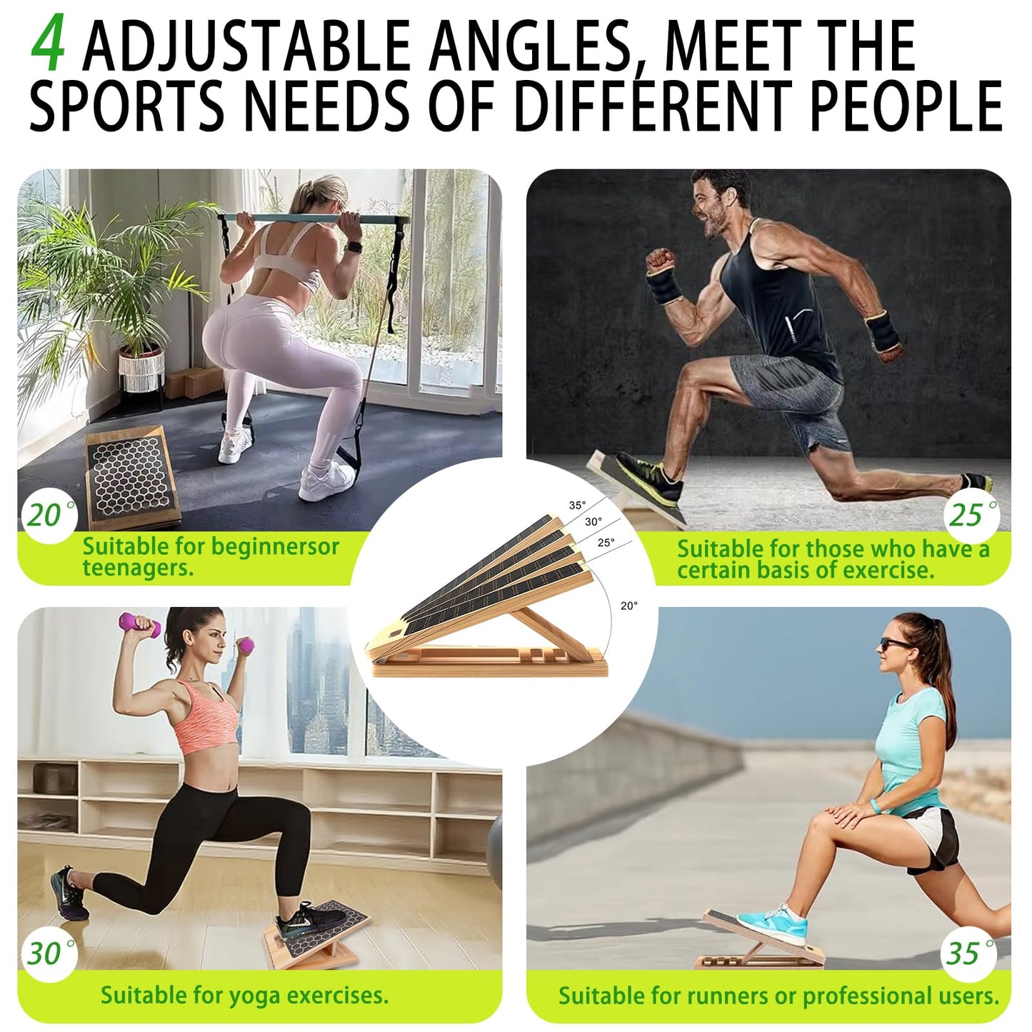 Adjustable Slant Board for Exercise& Calf Stretch Board, Non-Slip Balance Training Platform, Valentine's Day Gift, Multi-Functional Wooden Stretch Board & Slant Board for Physical Therapy(Bark Brown)