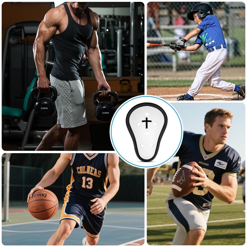 Athletic Cup for Men Baseball Cup Protective Supporter Men's Sports Protection for Football Rugby Comfort Fit MMA Lightweight with Cross Design (Large)
