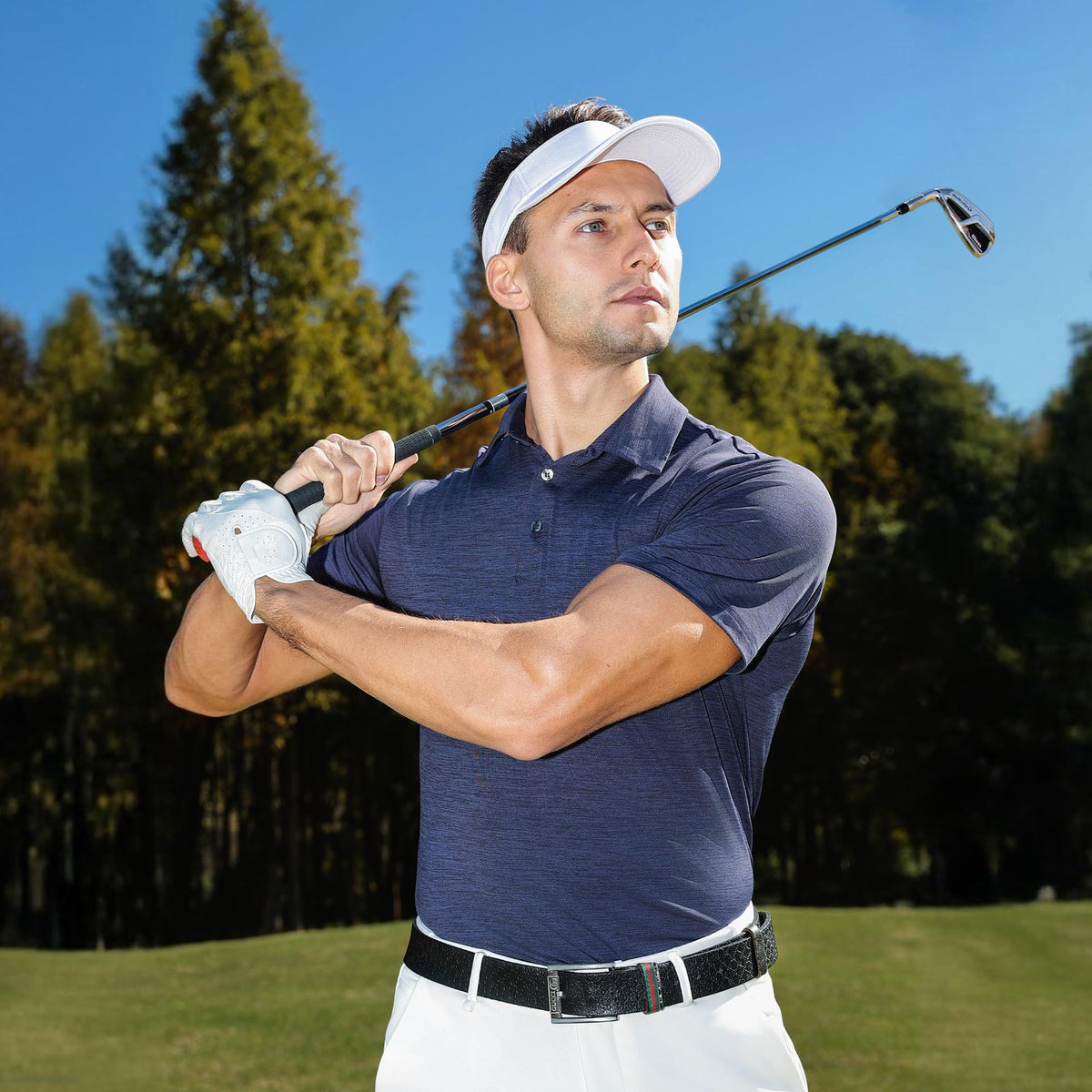 BOOJO Polo Shirts for Men - Quick Dry Moisture Wicking Black Short Sleeve Performance Golf T Shirts for Casual Work Athletic
