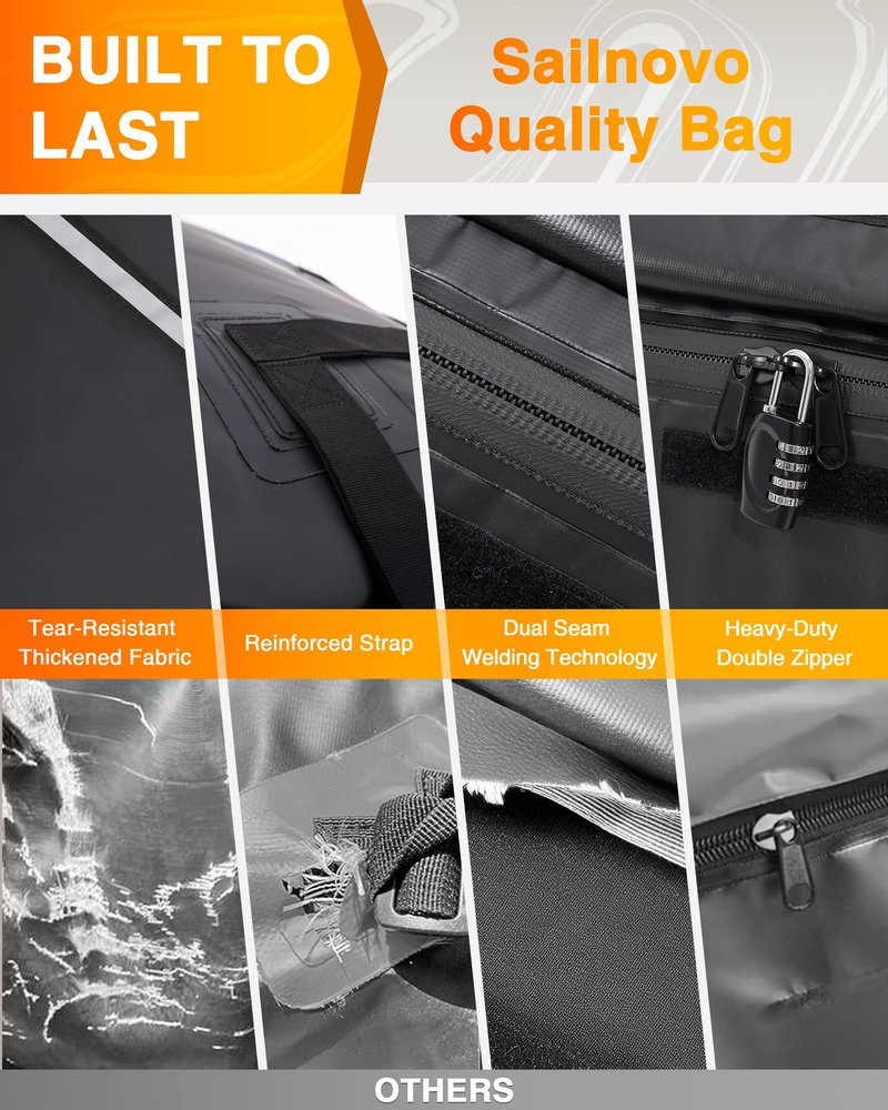 Sailnovo Rooftop Cargo Carrier Waterproof 21 Cubic Feet Car Roof Rack Cargo Carrier Roof Cargo Bag for All Cars with/Without Rack, Includes Anti-Slip Mat, 6 Door Hooks & Luggage Lock