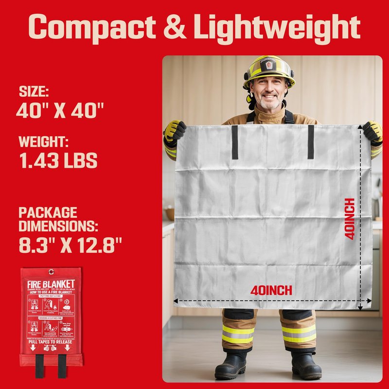 MIMEAQIER Emergency Fire Blanket 4 Pack 40"x40", Essential Fire Safety Blanket for Kitchen Home Garage Car Camping