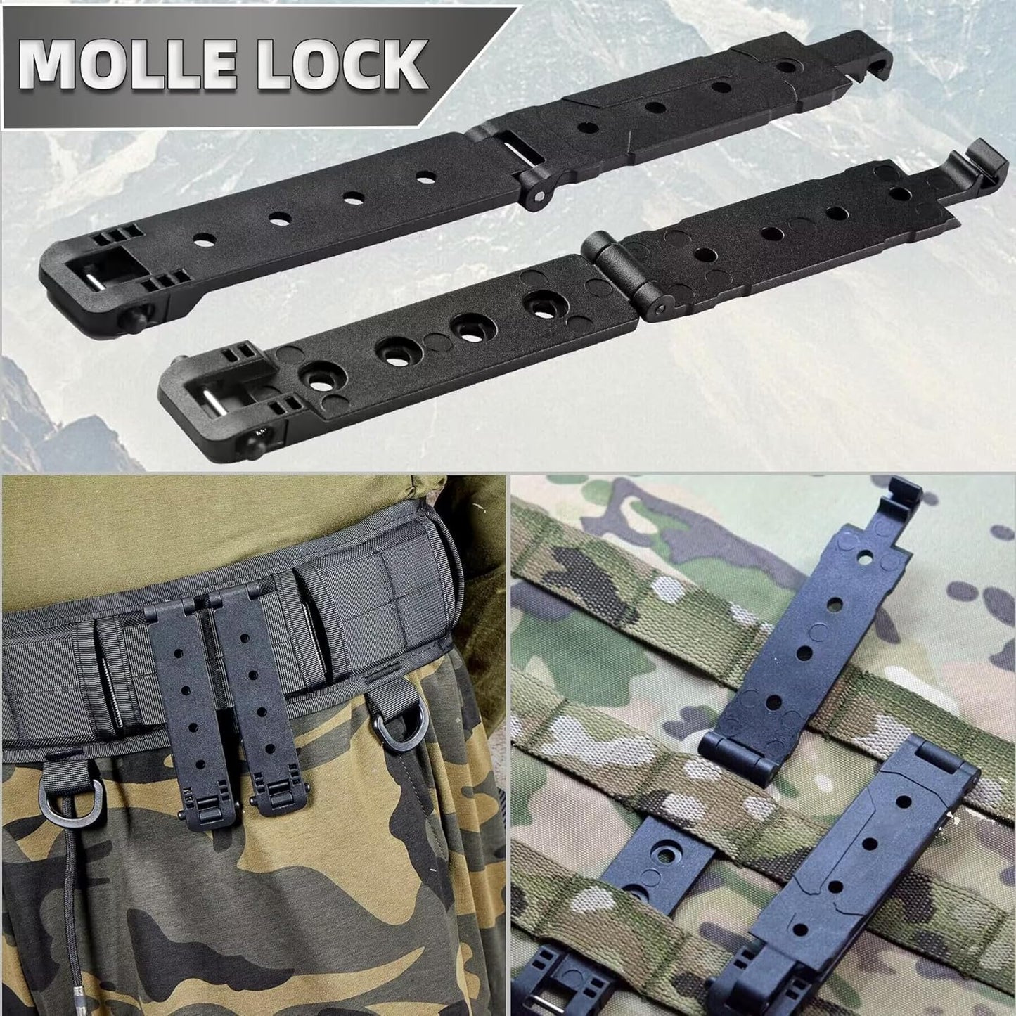 Molle Attachment Clips - Versatile Mounting Hardware for Vests, Backpacks & Holsters | Black
